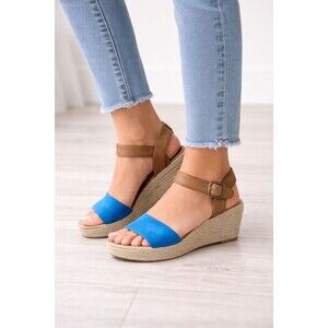 Eileen Fisher Women’s  Turquesa Tan Espadrille Platform Wedge Sandals Size 7